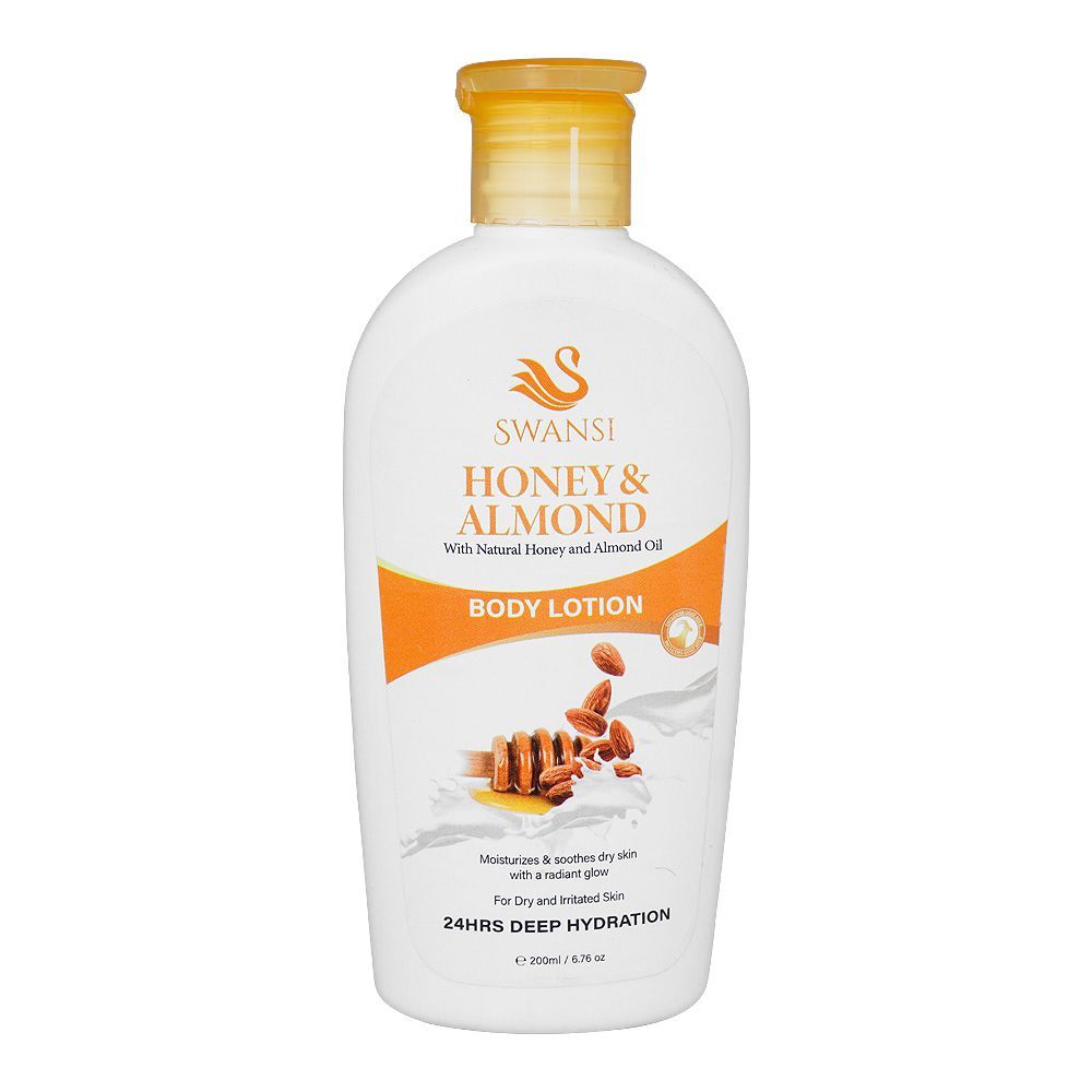 Swansi Honey & Almond 24 Hours Deep Hydration Body Lotion, For Dry & Irritated Skin, 200ml -  Front View