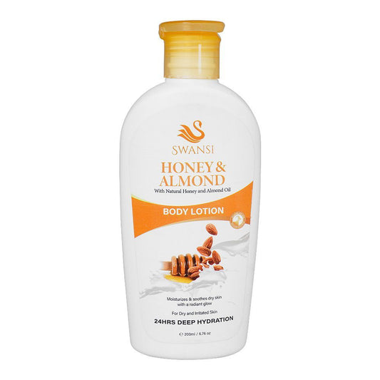 Swansi Honey & Almond 24 Hours Deep Hydration Body Lotion, For Dry & Irritated Skin, 200ml -  Front View