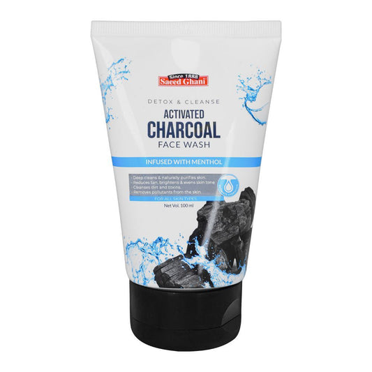 Saeed Ghani Detox & Cleanse Activated Charcoal Face Wash, For All Skin Types, 100ml - Front View