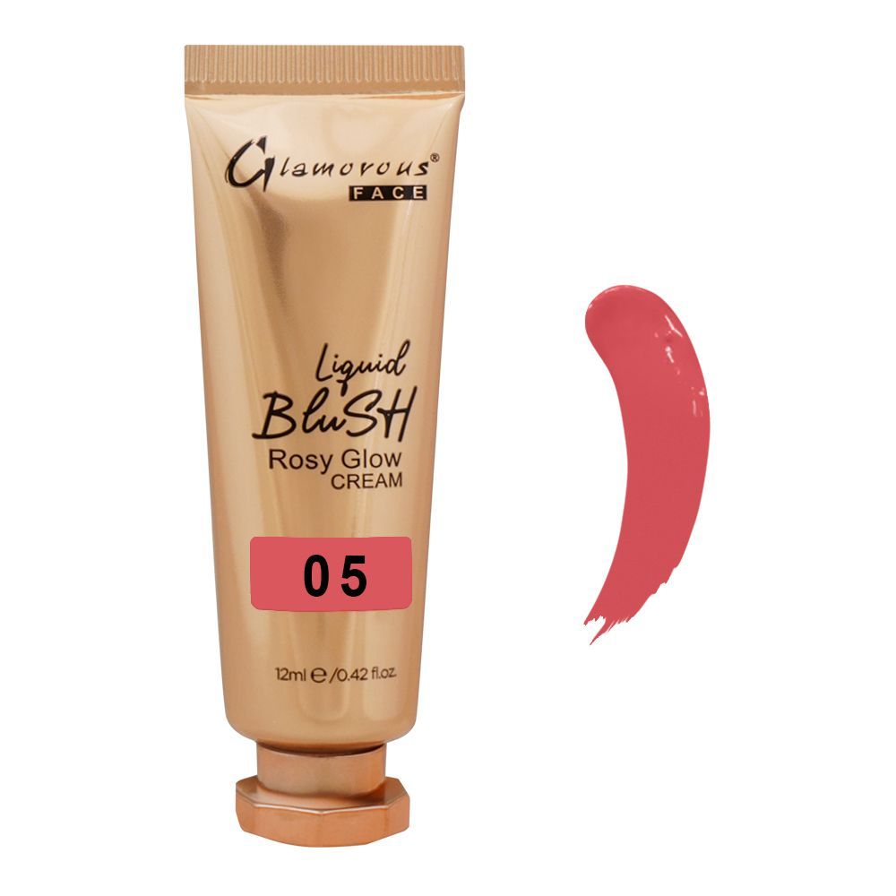 Glamorous Face Liquid Blush Rosy Glow Cream, 05 GF8058, 12ml - Front View