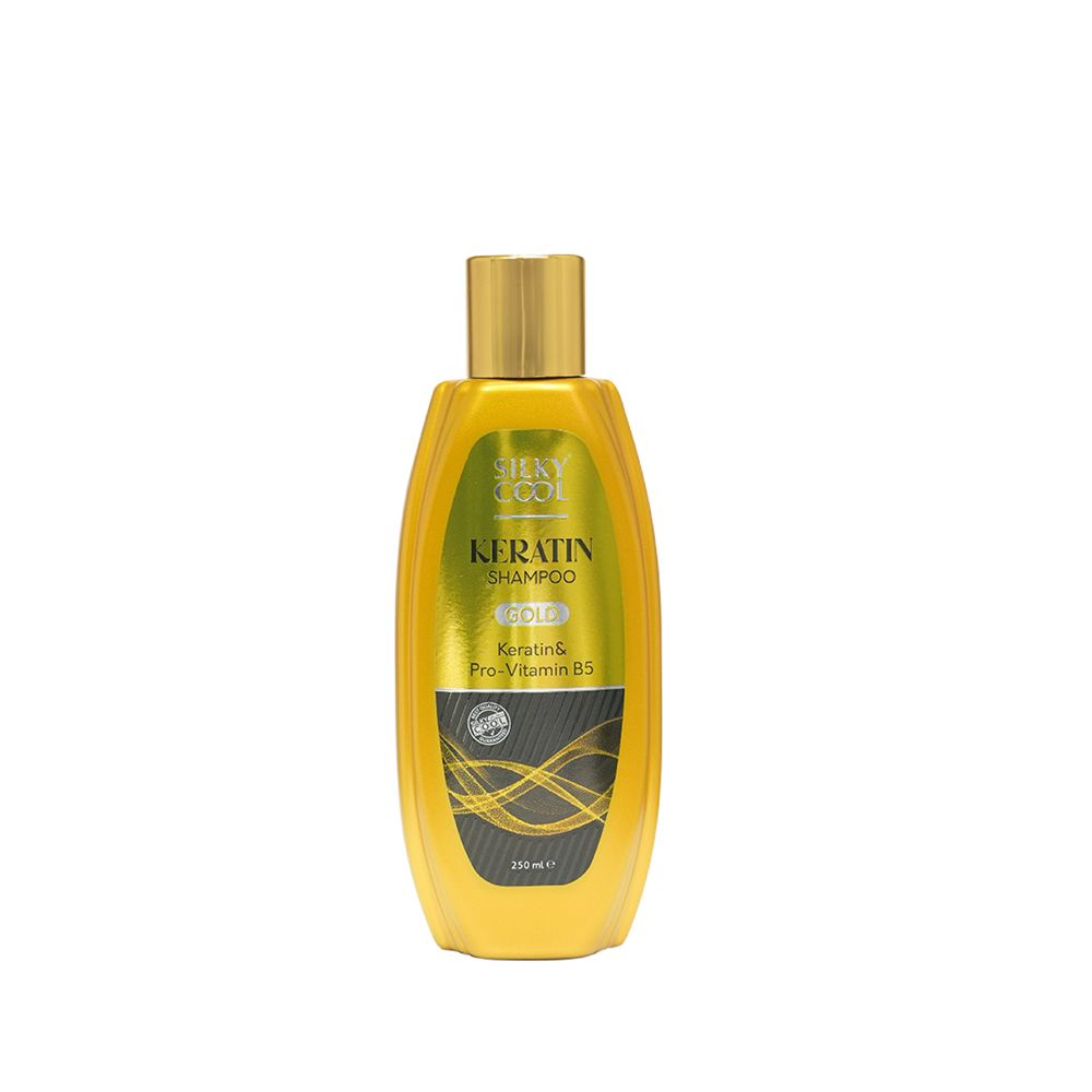 Silky Cool Gold Keratin & Pro-Vitamin B5 Keratin Shampoo, 250ml - Front View