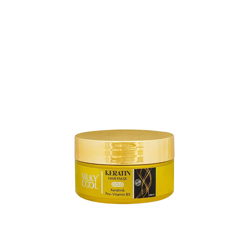 Silky Cool Gold Keratin & Pro-Vitamin B5 Keratin Hair Mask, 200ml - Front View