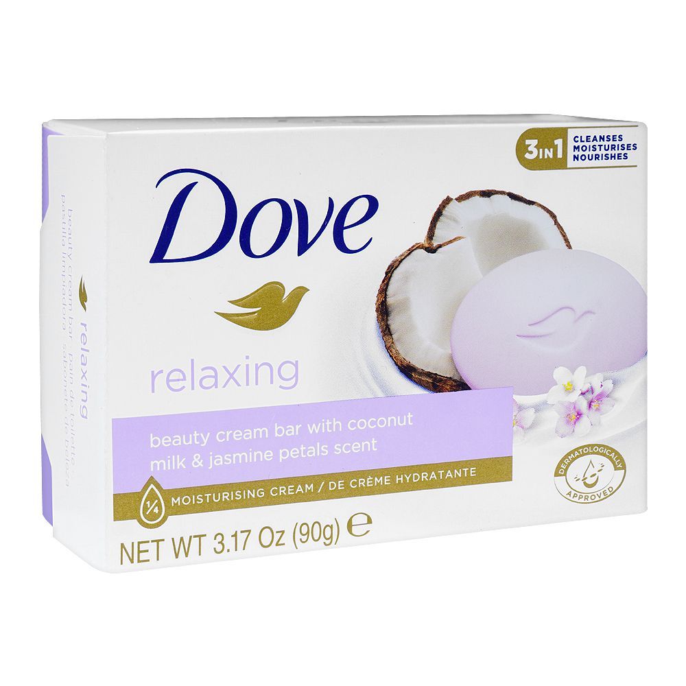 Dove Relaxing Soap, With Coconut Milk & Jasmine Petals Scent, 90g - Front View