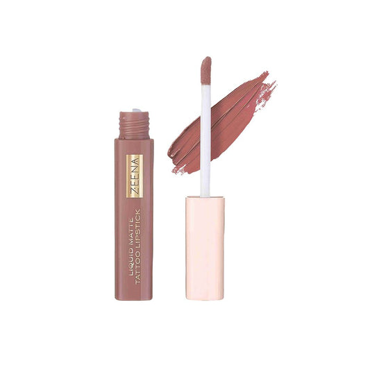 Zeena Liquid Matte Tattoo Lipstick, 050 Caramel Crush, 5ml - Front View