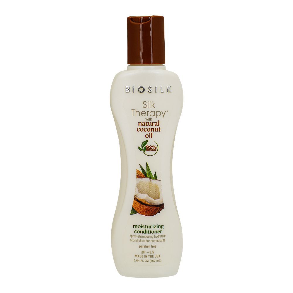 CHI Biosilk Silk Therapy 92% Natural Coconut Oil Moisturizing Conditioner, Paraben-Free, 167ml - Front View
