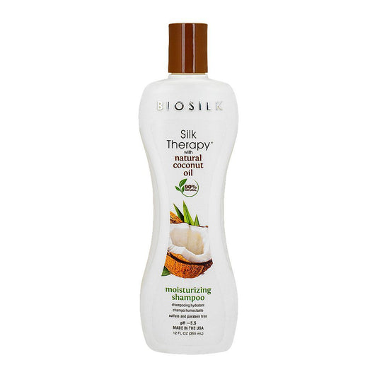 CHI Biosilk Silk Therapy 92% Natural Coconut Oil Moisturizing Shampoo, Paraben-Free, 355ml - Front View