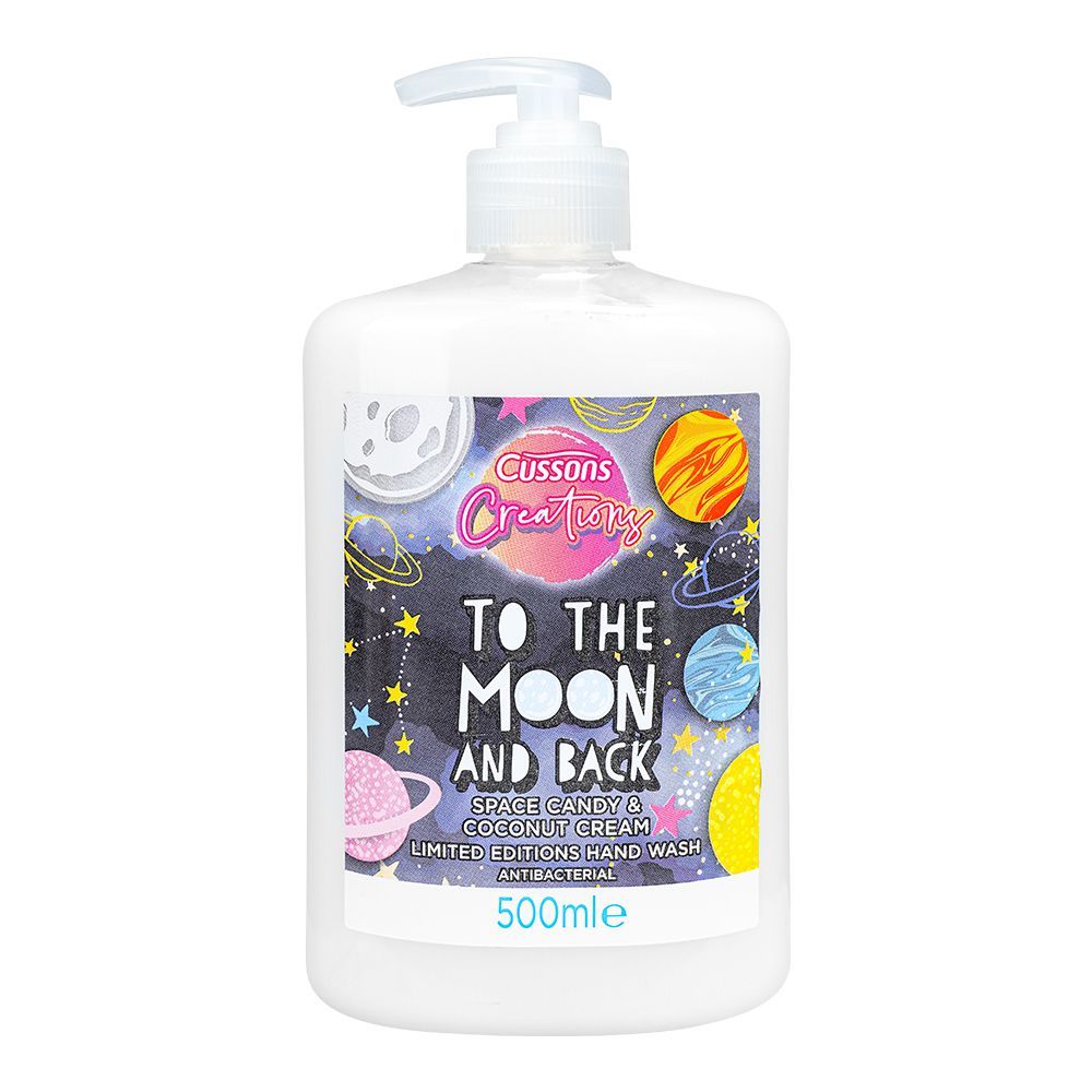 Cussons Creations To The Moon And Back Space Candy & Coconut Cream Antibacterial Hand Wash, 500ml - Front View