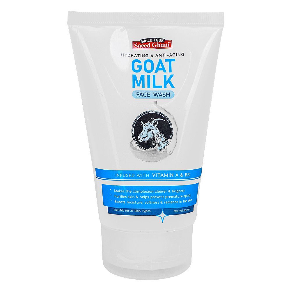 Saeed Ghani Hydrating & Anti-Aging Goat Milk Face Wash, Suitable For All Skin Types, 100ml - Front View