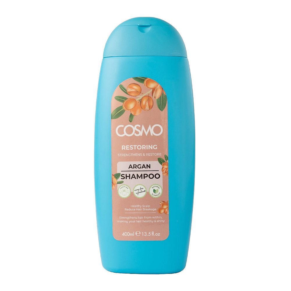 Cosmo Argan Restoring Shampoo, Reduce Hair Breakage, 400ml - Front View
