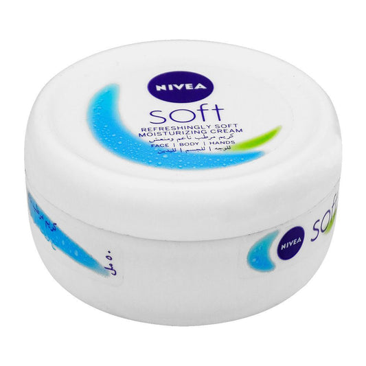 Nivea Soft Refreshingly Soft Moisturizing Cream, For Face/Body/Hands, 50ml -  Front View