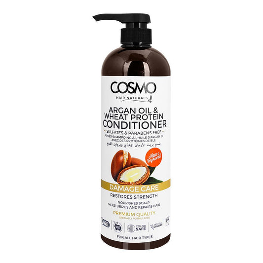 Cosmo Hair Naturals Damage Care Argan Oil & Wheat Protein Conditioner, For All Hair Types, 1000ml - Front View