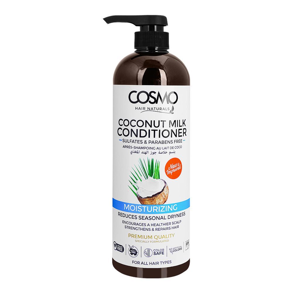 Cosmo Hair Naturals Coconut Milk Moisturizing Conditioner, For All Hair Types, 1000ml - Front View