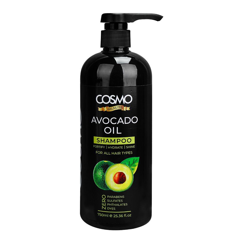 Cosmo Beaute Avocado Oil Shampoo, For All Hair Types, 750ml - Front View