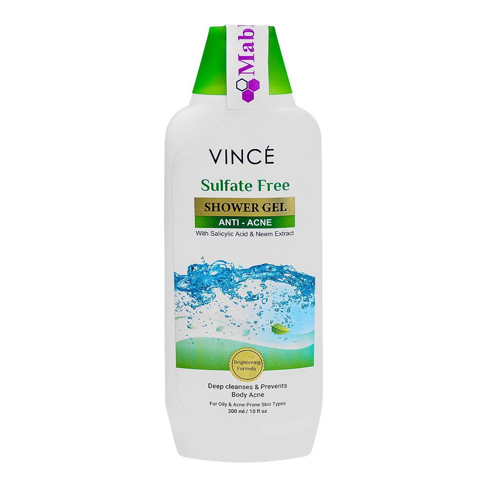 Vince Anti-Acne With Salicyclic Acid & Neem Extract Sulfate Free Shower Gel, 300ml - Front View