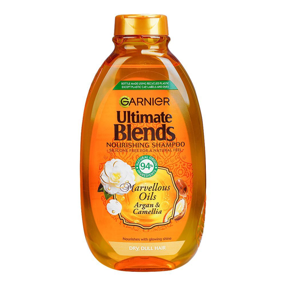 Garnier Ultimate Blends Marvellous Oils Argan & Camellia Nourishing Shampoo, 400ml - Front View