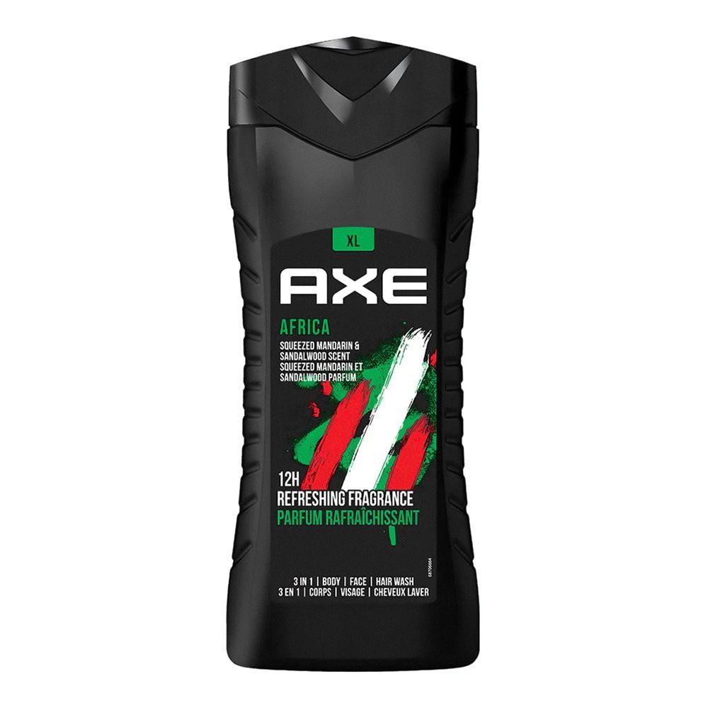 Axe Africa Squeezed Mandarin & Sandalwood Scent 3-In-1 Body, Face & Hair Wash, 400ml - Front View