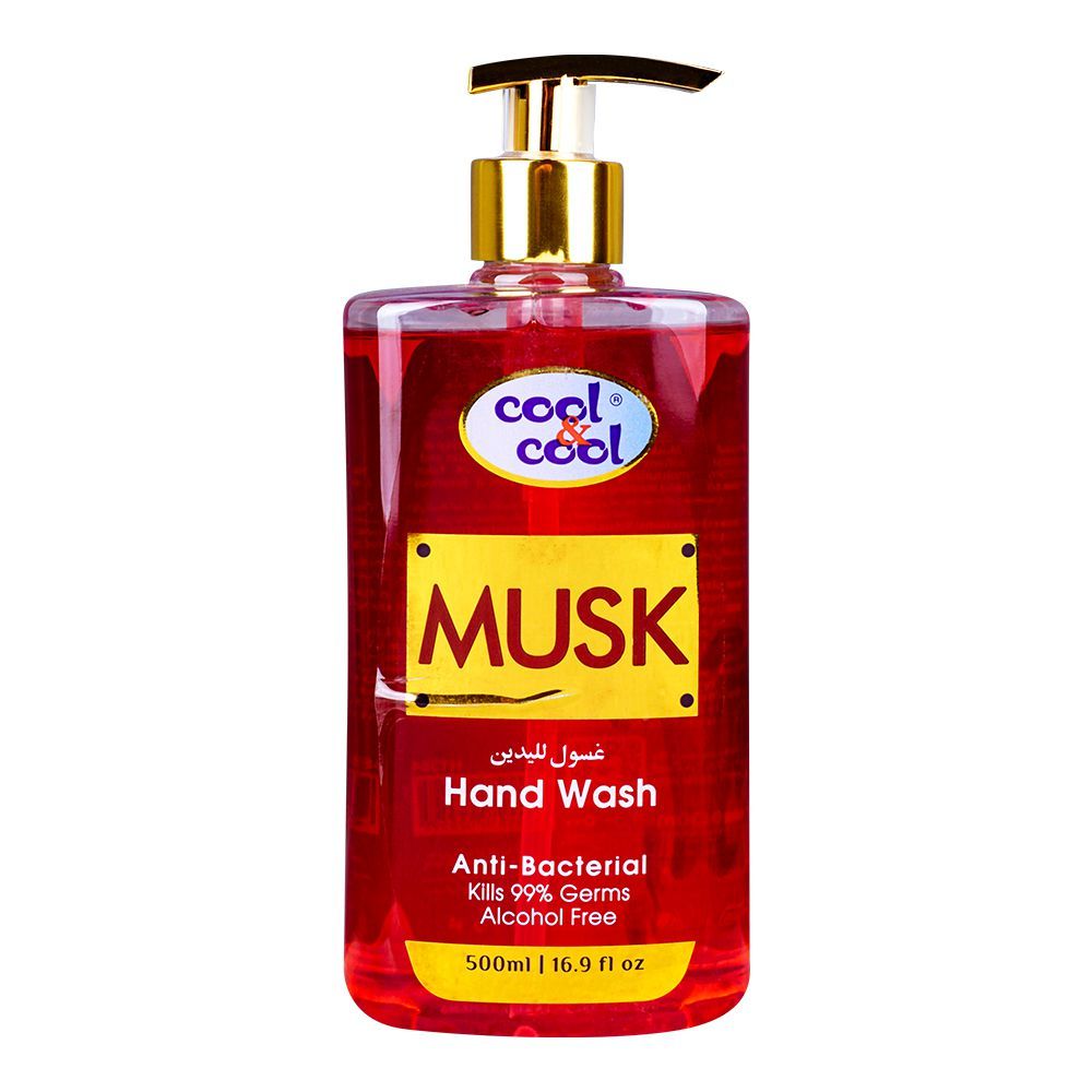 Cool & Cool Musk Anti-Bacterial Hand Wash, Alcohol-Free, 99% Germ-Killing Formula, 500ml - Front View
