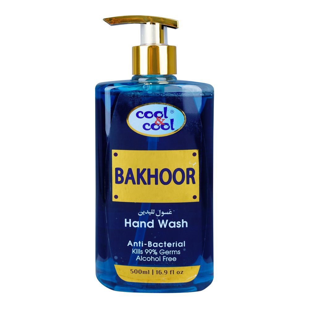 Cool & Cool Bakhoor Anti-Bacterial Hand Wash, Alcohol-Free, 99% Germ-Killing Formula, 500ml - Front View