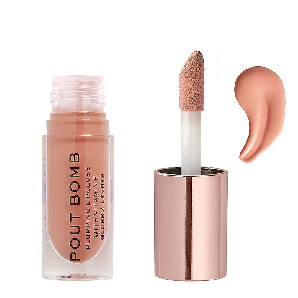 Makeup Revolution Shimmer Bomb Lip Gloss, Candy Pink - Front View
