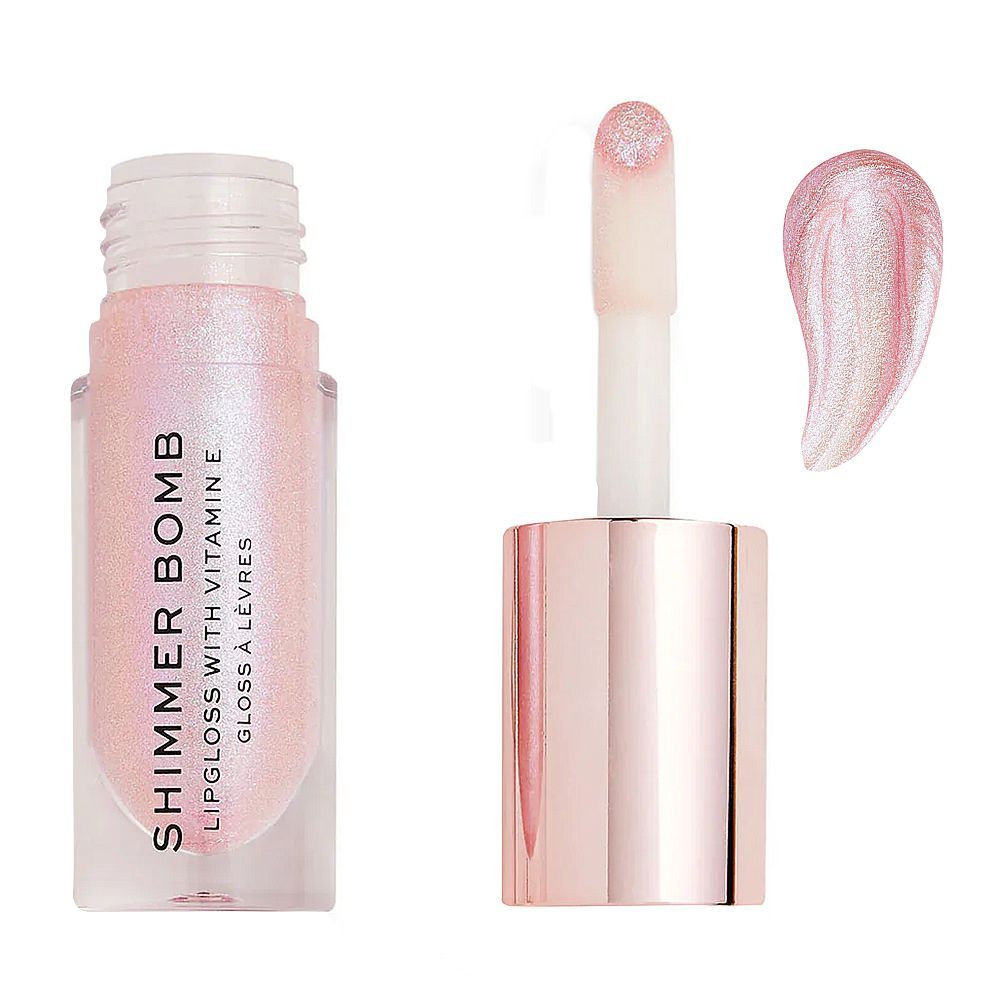 Makeup Revolution Shimmer Bomb Lip Gloss, Sparkle Pink - Front View