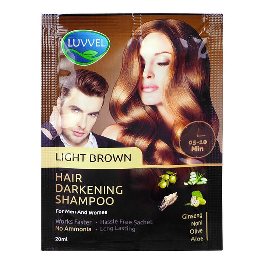 Luvvel Hair Darkening Shampoo, Light Brown, 30ml - Front View
