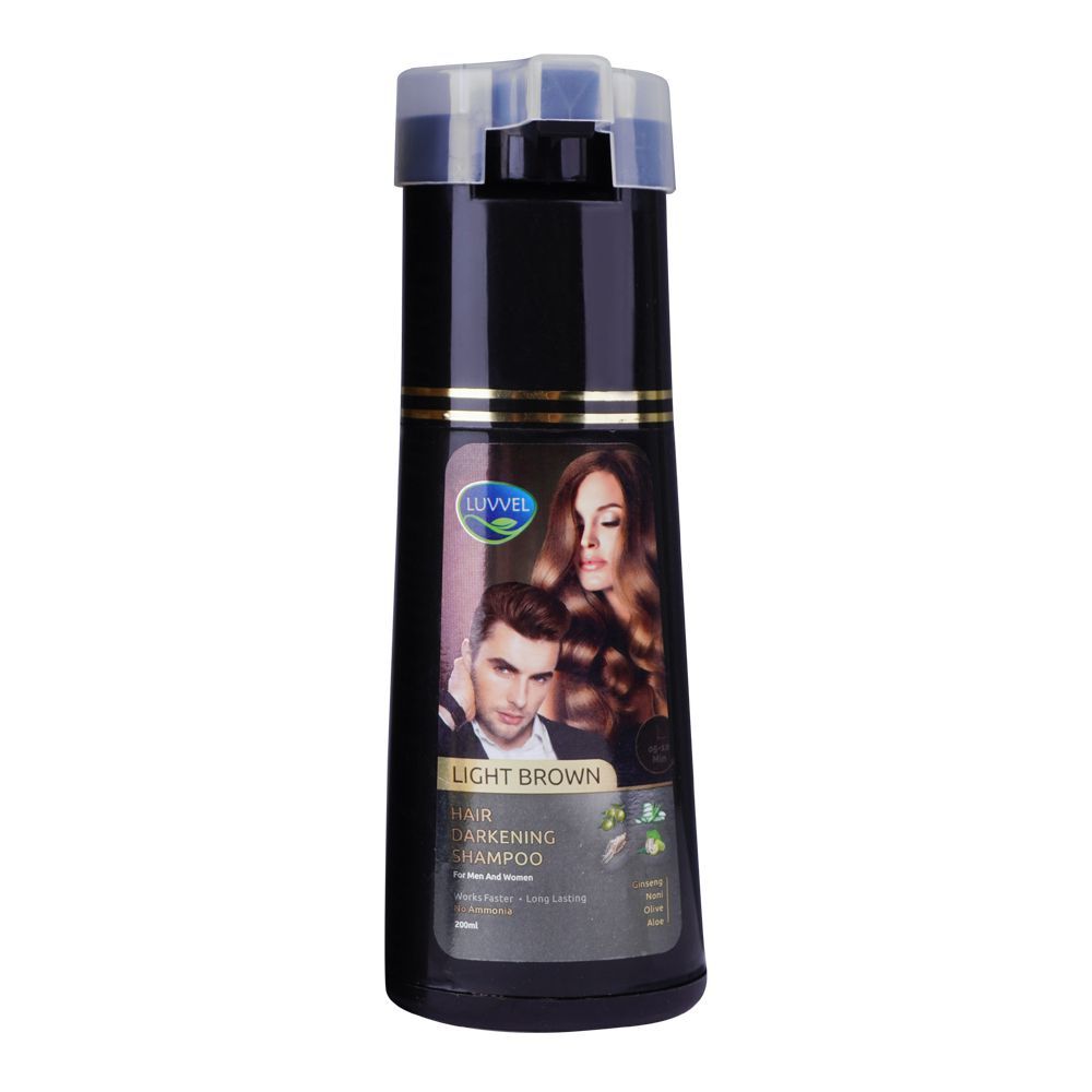 Luvvel Hair Darkening Shampoo, Light Brown, 200ml - Front View