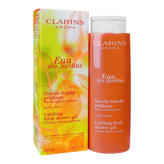 Clarins Eau Des Jardins, Uplifting Fresh Shower Gel, 200ml - Front View