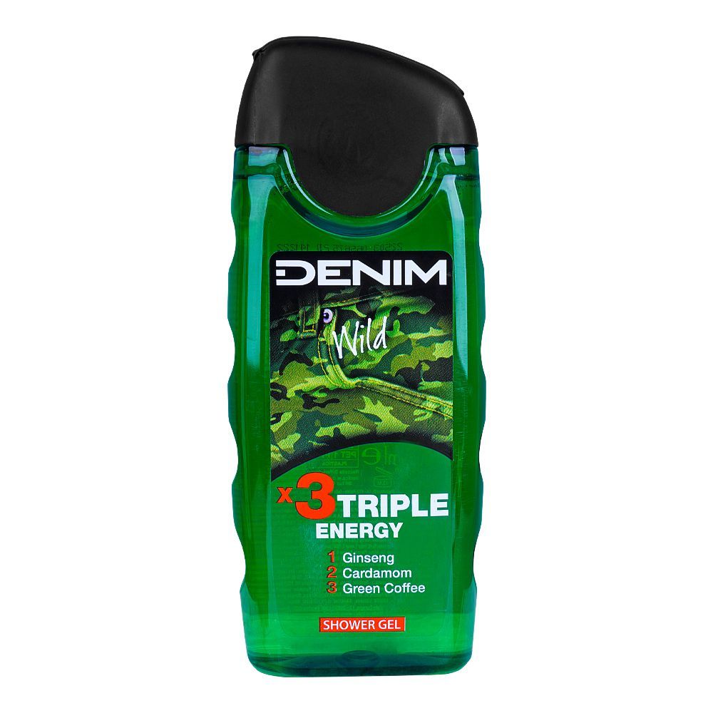 Denim Wild Triple Energy Shower Gel, 250ml - Front View