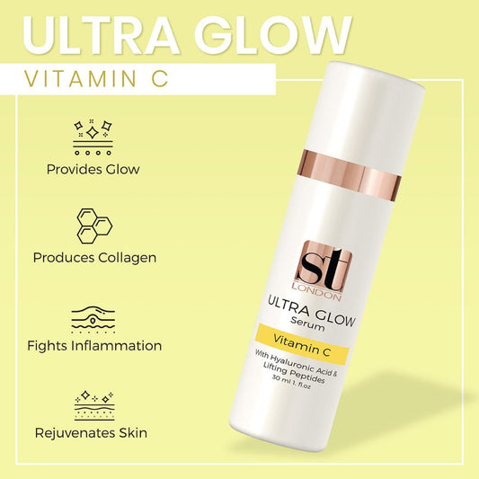 ST London Vitamin C With Hyaluronic Acid & Lifting Peptides Ultra Glow Serum, 30ml - Front View