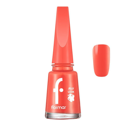 Flormar Jelly Look Nail Enamel, Gel Nail Polish, Thick Brush, Precious Coral, 11ml, JL79 - Front View