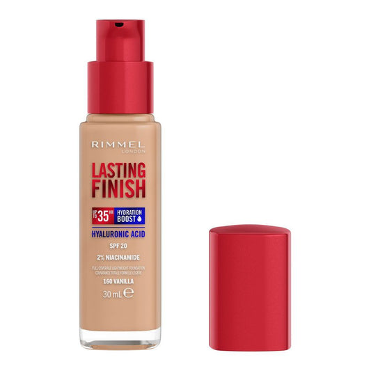 Rimmel London Lasting Finish Up to 35 Hour Hydration Boost Foundation, 160 Vanilla, 30ml - Front View