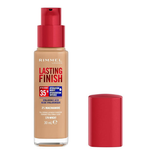 Rimmel London Lasting Finish Up to 35 Hour Hydration Boost Foundation, 170 Wheat, 30ml - Front View