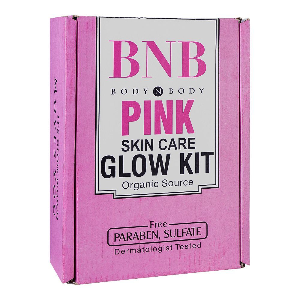 BNB Organic Source Skin Care Pink Glow Kit, SPF 60 Serum, Face Wash, Scrub, Mask -  Front View