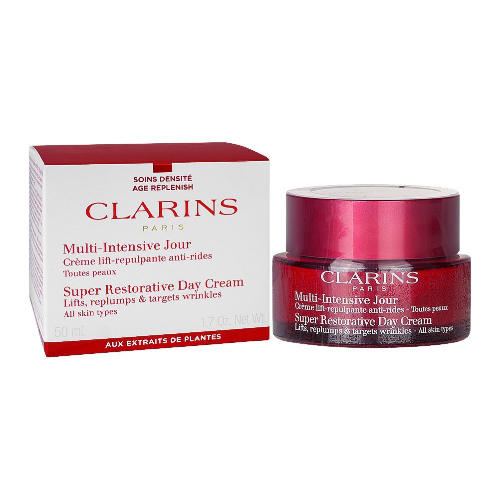 Clarins Multi Intensive Jour Super Restorative Day Cream, Lifts, Replumps, 50ml - Front View