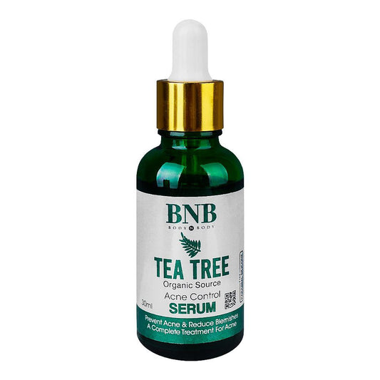 BNB Organic Source Tea Tree Acne Control Serum, Prevent Acne & Reduce Blemishes, 30ml - Front View