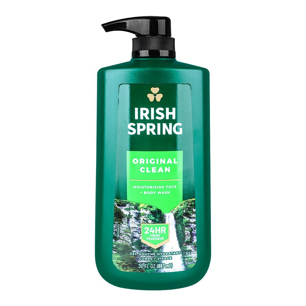 Irish Spring Original Clean Moisturizing Face Body Wash, 887ml - Front View
