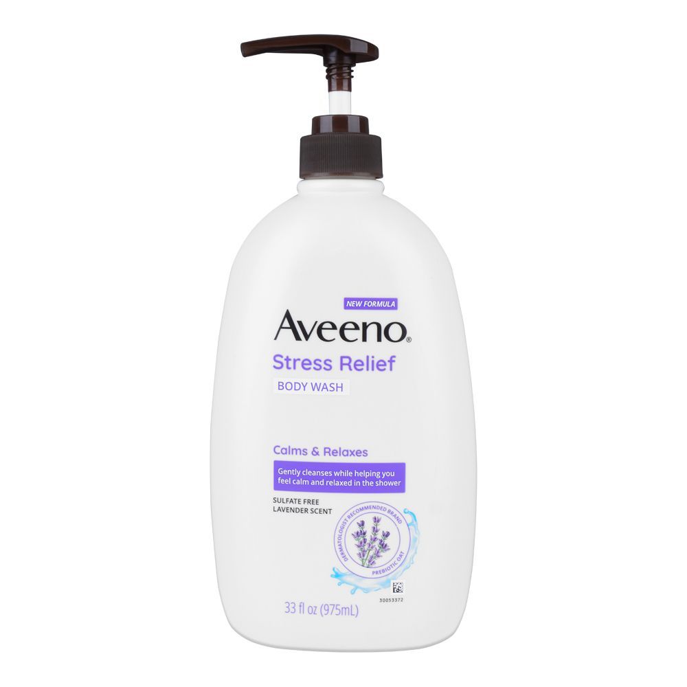 Aveeno Stress Relief Calms & Relaxes Body Wash, Oat & Lavender, 975ml - Front View