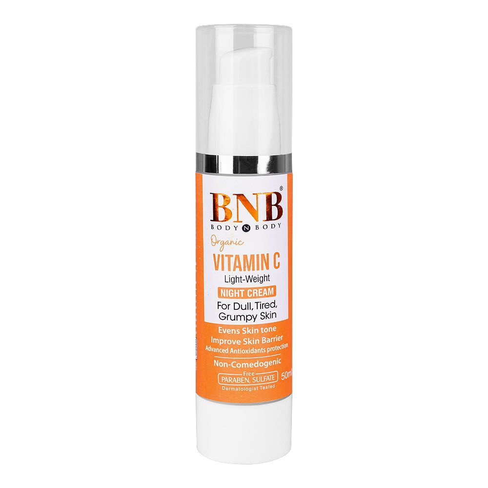 BNB Organic Vitamin C Lightweight Night Cream, Paraben & Sulphate Free, 50ml -  Front View