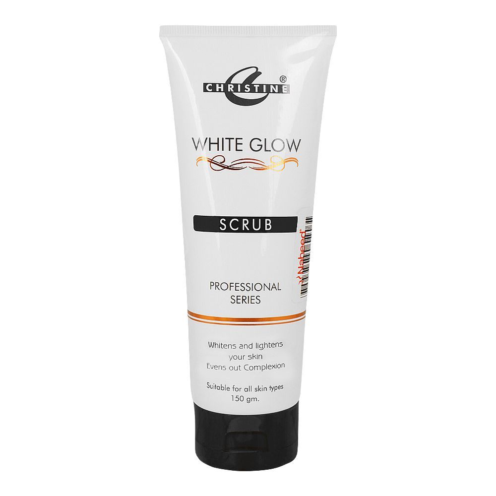 Christine White Glow Scrub, Whitens & Lightens Your Skin, Even Out Complexion, All Skin Types 150g - Front View