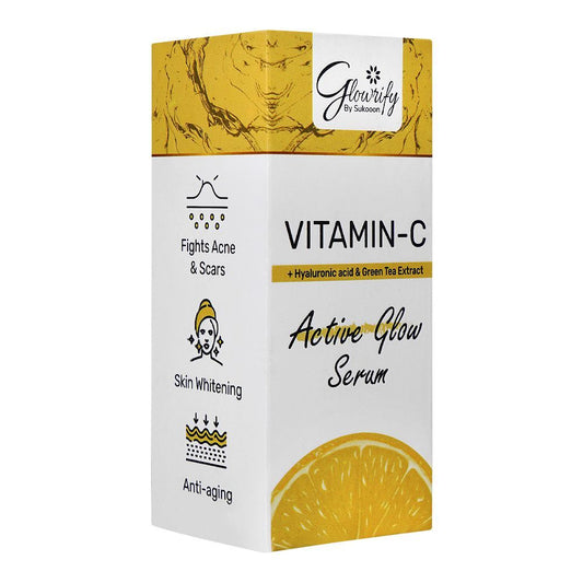 Glowrify Vitamin-C + Hyaluronic Acid & Green Tea Extracts, Active Glow Serum, 30ml - Front View