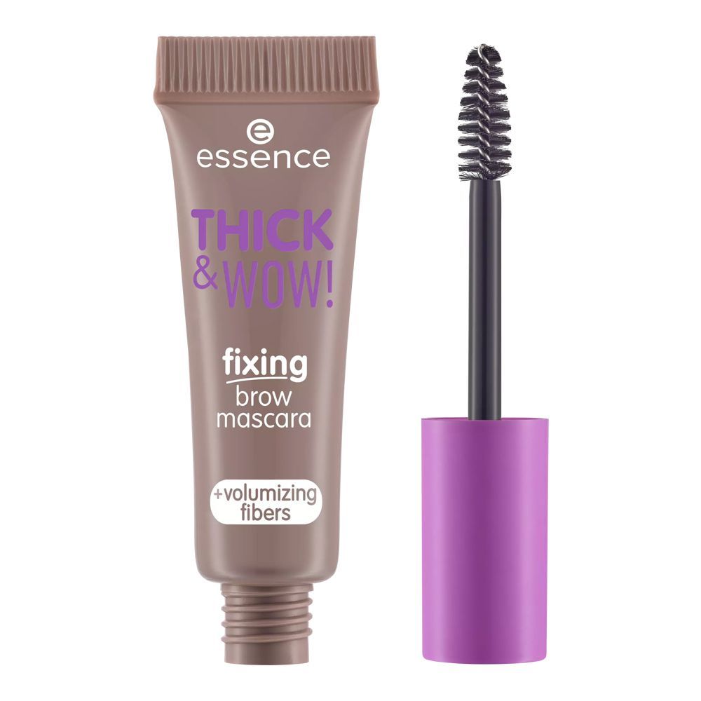 Essence Thick & Wow Fixing Brown Mascara+Volumizing Fibers, Vegan, 01 Caramel Blonde - Front View