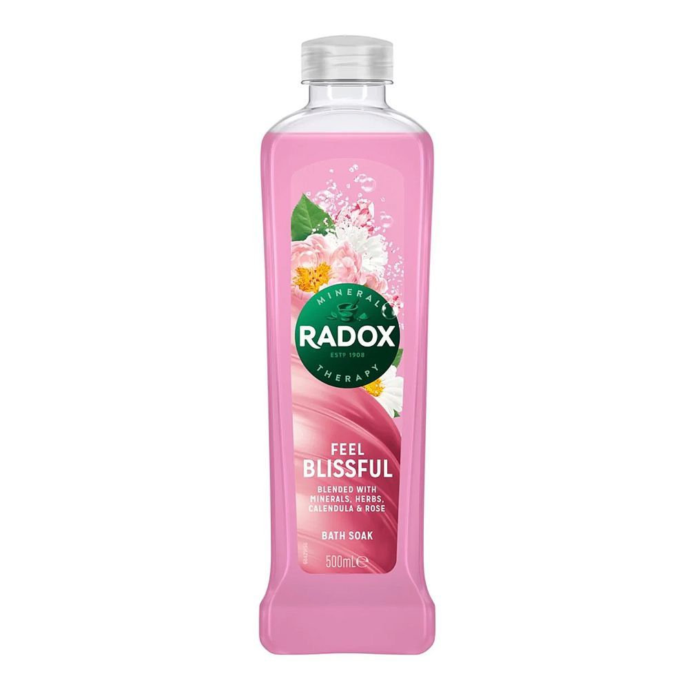 Radox Feel Blissful Bath Soak, Blended With Minerals, Herbs, Calendula & Rose, 500ml - Front View