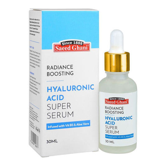 Saeed Ghani Radiance Boosting Hyaluronic Acid Super Serum, Infused With Vitamin B5 & Aloe Vera, 30ml - Front View