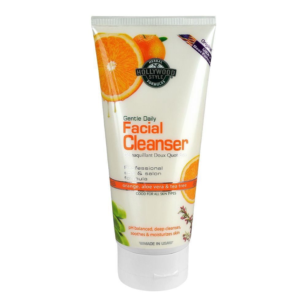 Hollywood Style Facial Cleanser With Orange, Aloe Vera & Tea Tree Cleanser, For All Skin Types, 150ml - Front View