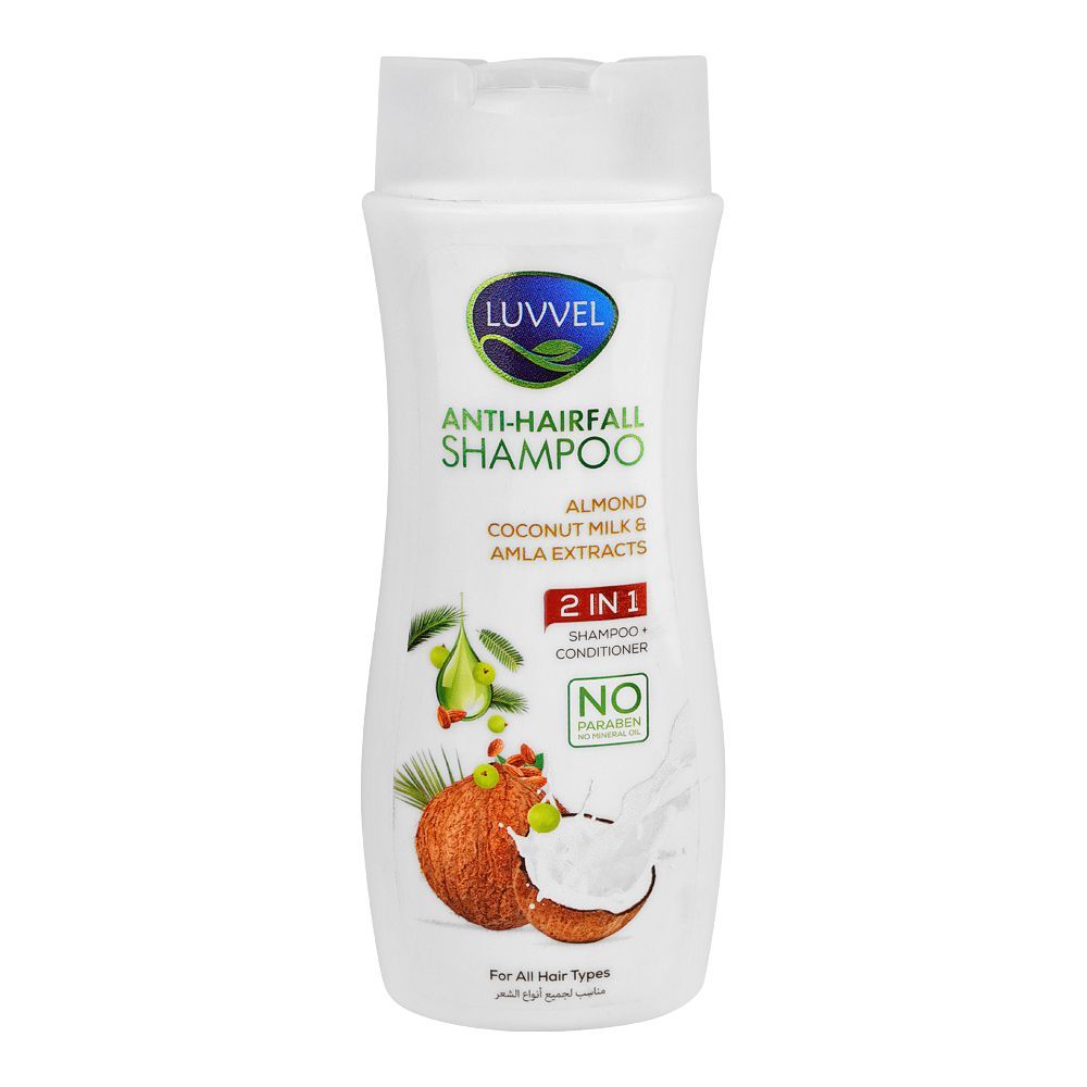 Luvvel Almond Coconut Milk & Amla Anti-Hair fall 2in1 Shampoo & Conditioner, 200ml - Front View