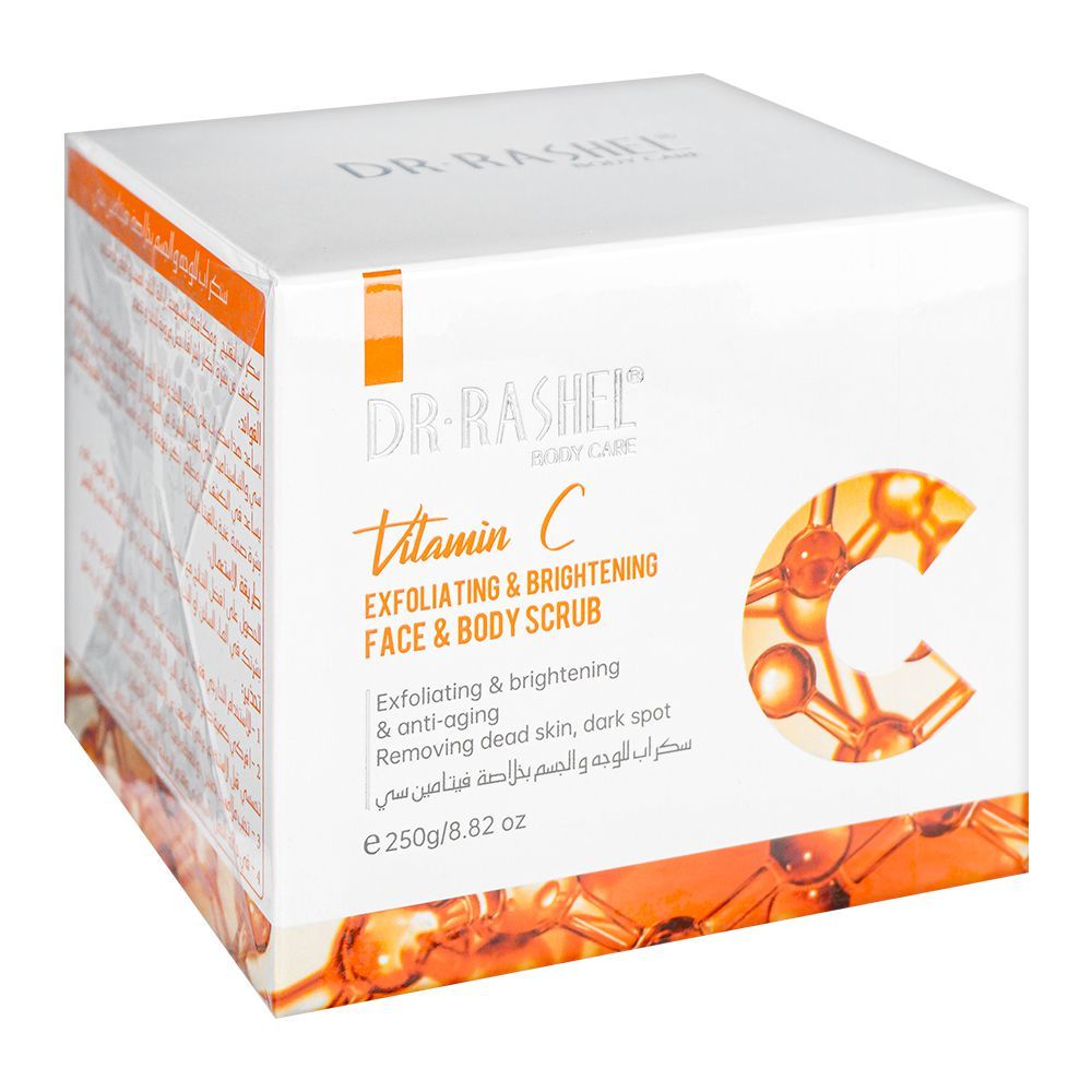 Dr.Rashel Vitamin C Exfoliating & Brightening Face & Body Scrub, Removes Dead Skin & Dark Spots, 250ml - Front View