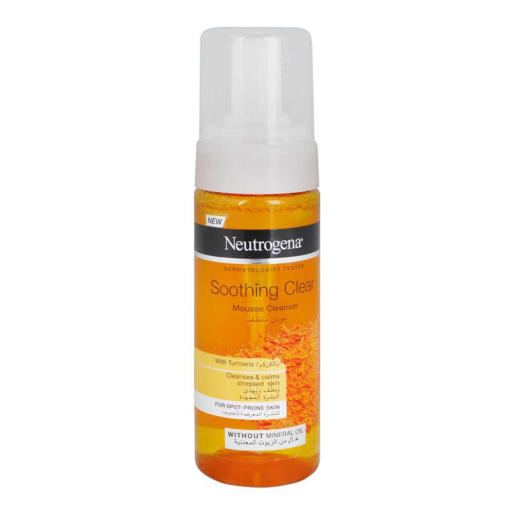 Neutrogena Soothing Clear Turmeric Mousse Cleanser, For Spot Prome Skin, 150ml - Front View