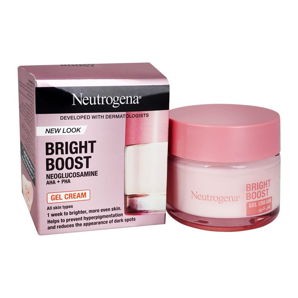 Neutrogena Bright Boost Neoglucosamine AHA+PHA Gel Cream, For All Skin Types, Reduce Hyperpigmentation & Dark Spots, 50ml -  Front View