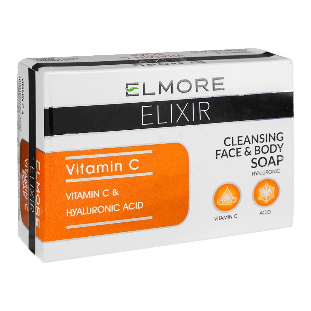 Elmore Elixir Vitamin-C Soap With Vitamin C & Hyaluronic Acid, 100g - Front View