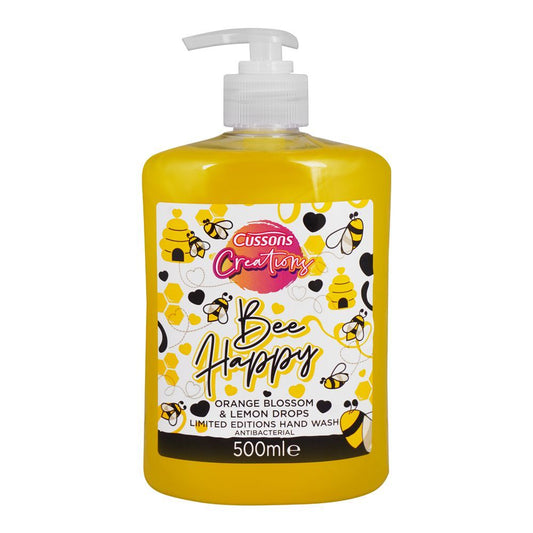 Cussons Creations Bee Happy Orange Blossom & Lemon Drop Antibacterial Hand Wash, 500ml - Front View